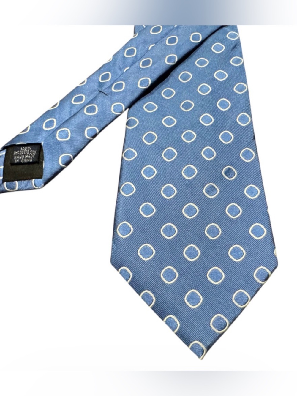 Paul Fredrick Blue Polka Dot 100% Silk Neck Tie